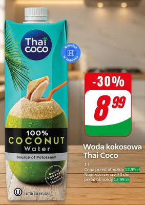 Woda niegazowana kokosowa Thai Coco promocja w Dino