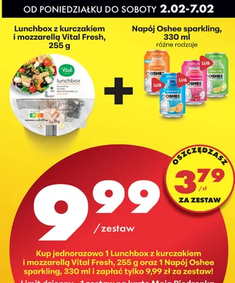 Zestaw: Lunchbox z kurczkakiem i mozarellą Vital Fresh + Napój Oshee sparkling  promocja w Biedronka