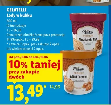 Lody w kubku Salted Caramel Gelatelli promocja w Lidl