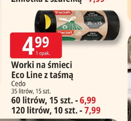 Worki na śmieci Eco Line z taśmą Cedo 120 litrów promocja w Leclerc