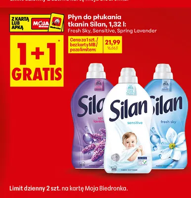 Płyn do płukania tkanin Silan Sensitive promocja w Biedronka