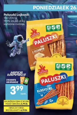 Paluszki z sezamem Lajkonik promocja w Delikatesy Centrum