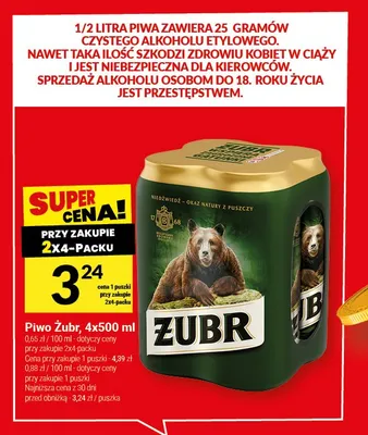 Piwo Żubr 4-pak promocja w Twój Market