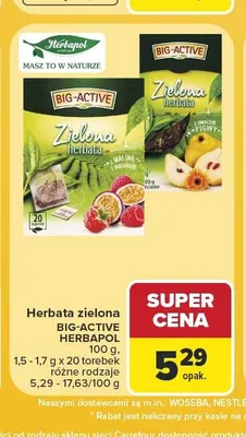 Herbata zielona Big-Active promocja w Carrefour Market