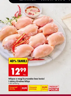 Mięso z nogi kurczaka bez kości i skóry Kraina Mięs promocja w Biedronka