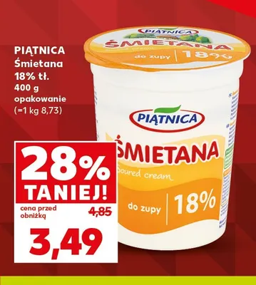 Śmietana Piątnica 18% promocja w Kaufland