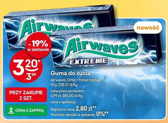 Guma do żucia Airwaves Extreme promocja w Żabka