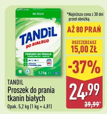 Proszek do prania tkanin białych promocja w Aldi