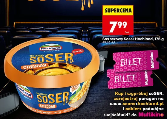 Sos serowy Soser Hochland Cheddar promocja w Biedronka