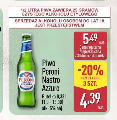 Piwo Peroni Nastro Azzurro promocja w Aldi