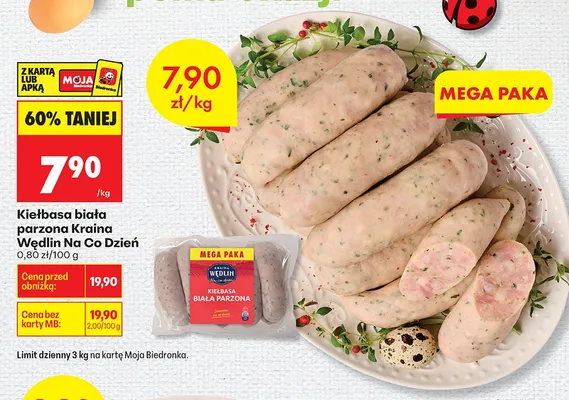 Kiełbasa biała parzona Mega Paka promocja w Biedronka