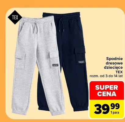 Spodnie dresowe dziecięce TEX promocja w Carrefour