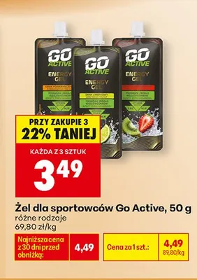 Żel dla sportowców Go Active truskawka-kiwi promocja w Biedronka