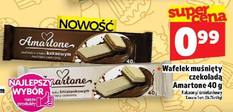 Wafelek muśnięty czekoladą Amartone śmietankowy promocja w TOPAZ