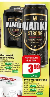 Piwo Warka Strong puszka promocja w Dino