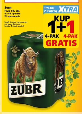 Piwo Żubr 4-pak 500 ml promocja w Kaufland
