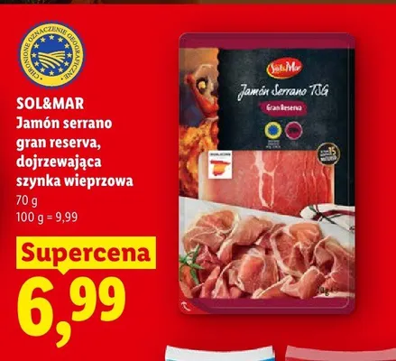 Jamón serrano gran reserva dojrzewająca szynka wieprzowa Sol&Mar promocja w Lidl
