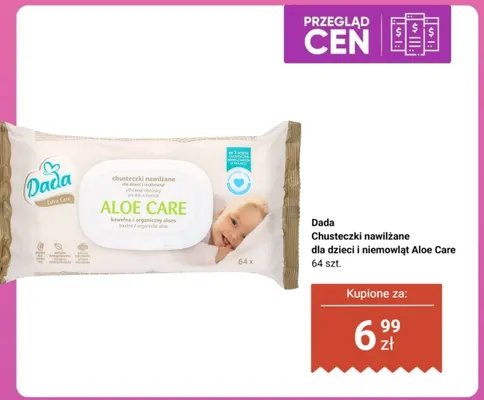 Chusteczki nawilżane dla dzieci i niemowląt Dada Extra Care Aloe promocja w Biedronka