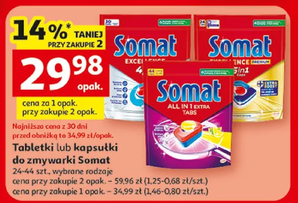 Tabletki do zmywarki Somat Excellence promocja w Auchan