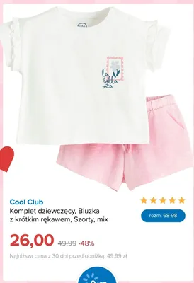 Komplet dziewczęcy Cool Club bluzka z krótkim rękawem szorty mix promocja w Smyk