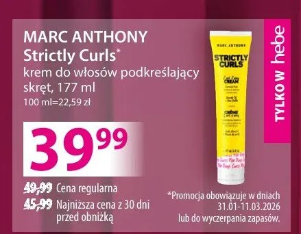 Krem MARC ANTHONY Strictly Curls krem do włosów podkreślający skręt promocja w Hebe