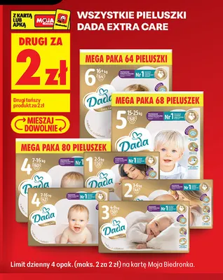 Pieluszki Dada Extra Care 2 3-6 kg promocja w Biedronka