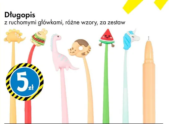 Długopis z ruchomymi główkami, różne wzory promocja w Tedi