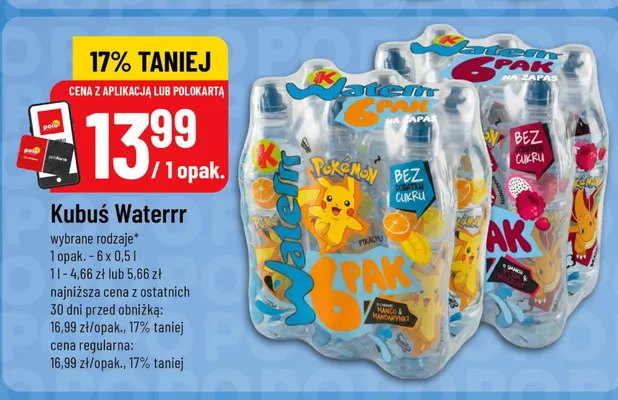 Woda smakowa Kubuś Waterrr Truskawka Malina 6-pak promocja w POLOmarket