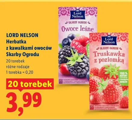 Herbatka z kawałkami owoców Skarby Ogrodu różne rodzaje promocja w Lidl