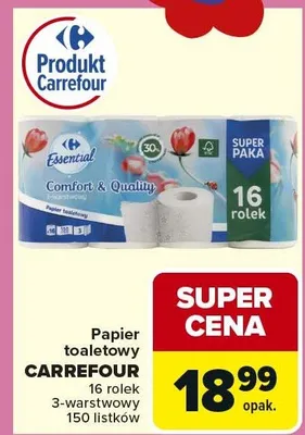 Papier toaletowy 3-warstwowy 150 listków promocja w Carrefour