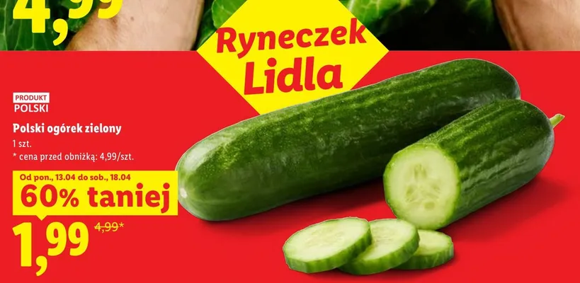 Ogórek zielony długi promocja w Lidl