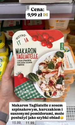 Makaron Tagliatelle z sosem szpinakowym, kurczakiem i suszonym pomidorem Bistro Italia promocja w Dino