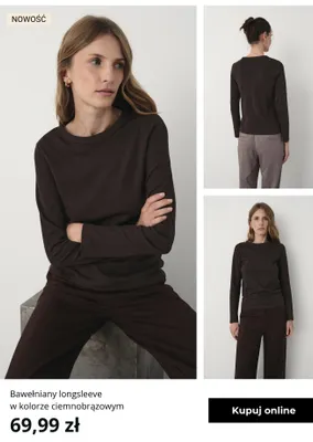 Bawełniany longsleeve w kolorze ciemnobrązowym Greenpoint promocja w Greenpoint