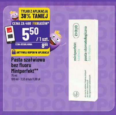 Pasta szałwiowa bez fluoru Mintperfekt Ziaja promocja w POLOmarket