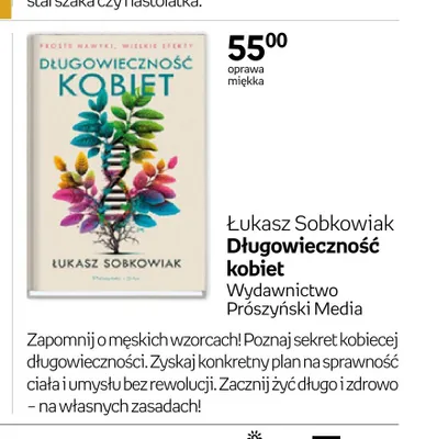 Książka Długowieczność kobiet Łukasz Sobkowiak Wydawnictwo Prószyński Media oprawa miękka promocja w Empik