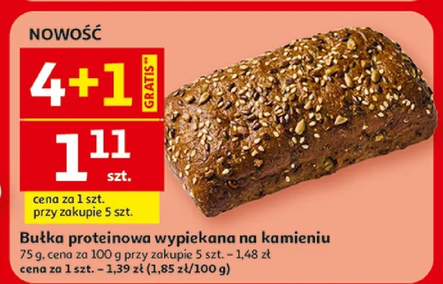 Bułka proteinowa wypiekana na kamieniu promocja w Auchan