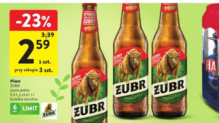 Piwo jasne pełne butelka zwrotna promocja w Intermarche