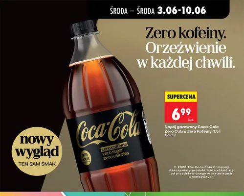 Napój gazowany Coca-Cola Zero Cukru Zero Kofeiny promocja w Biedronka
