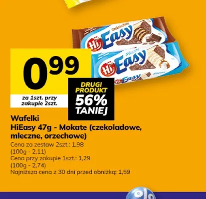 Wafelki HiEasy orzechowe Mokate 47g promocja w Hitpol