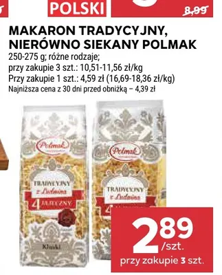 Makaron tradycyjny nierówno siekany Polmak promocja w Stokrotka