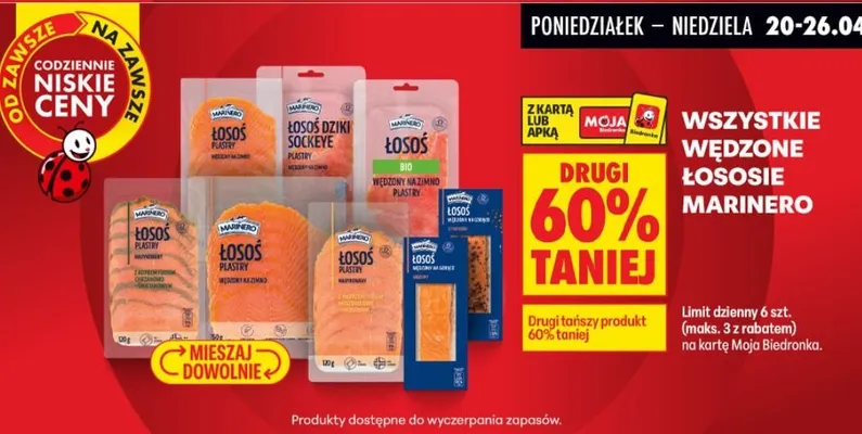 Wszystkie wędzone łososie Marinero promocja w Biedronka