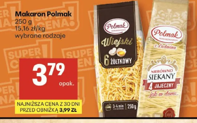 Makaron Polmak Wiejski 6 żółtkowy promocja w Delikatesy Centrum