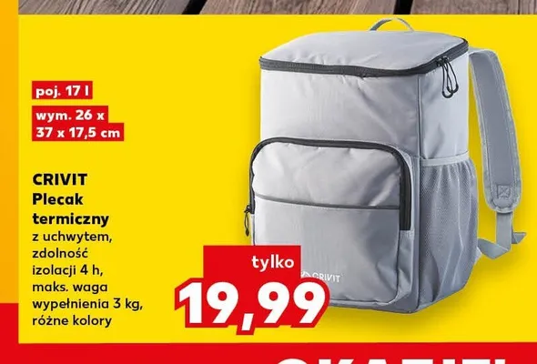 Plecak termiczny Crivit 17 l 26x37x17,5 cm promocja w Kaufland