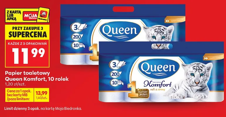 Papier toaletowy Queen Komfort promocja w Biedronka