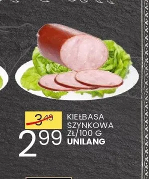 Kiełbasa szynkowa Unilang promocja w Wafelek