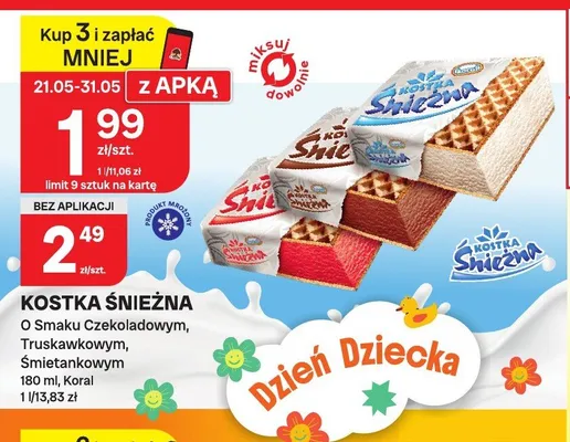 Lody Kostka Śnieżna o smaku czekoladowym Koral promocja w Chorten
