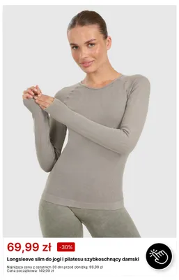 Longsleeve slim do jogi i pilatesu szybkoschnący damski promocja w 4F
