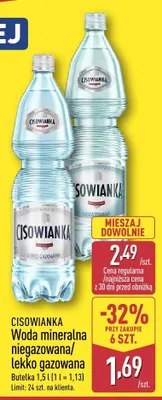 Woda mineralna lekko gazowana CISOWIANKA promocja w Aldi