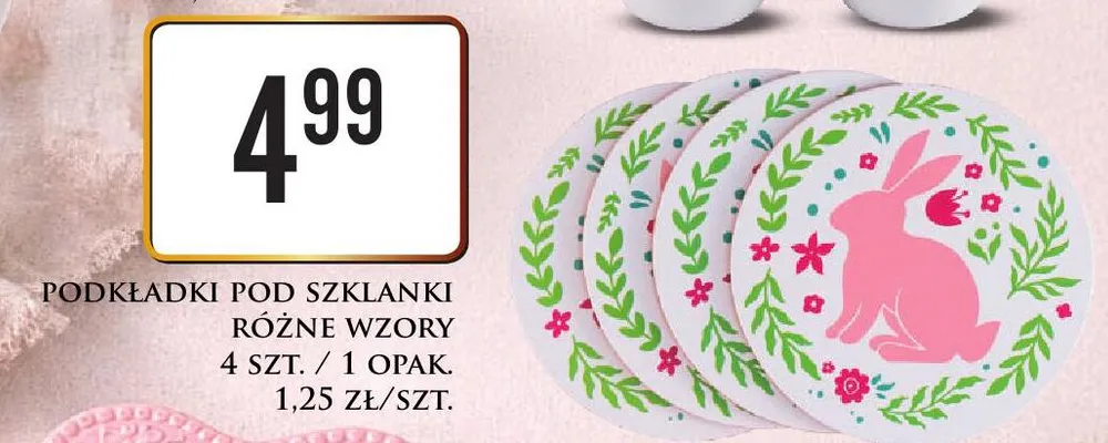 Podkładki pod szklanki różne wzory promocja w Dino