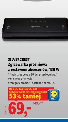 Zgrzewarka próżniowa z zestawem akcesoriów, 130W promocja w Lidl